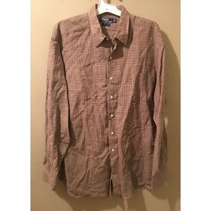 Polo Ralph Lauren Merrin 100% Linen Long Sleeve Button Down Tan Plaid Men’s XL